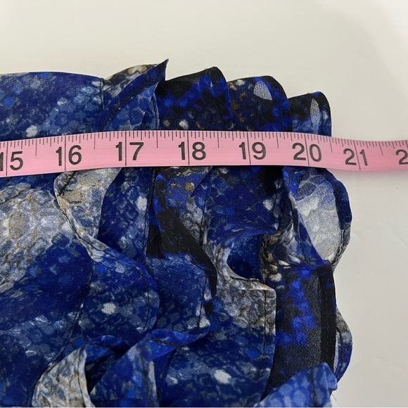 Calvin Klein Blue Snake Print V Neck Long Sleeve Blouse - Picture 12 of 12